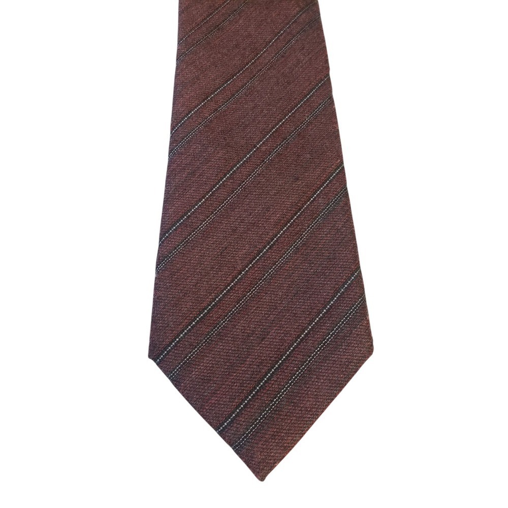 Kenneth Cole New York Mens Tie Necktie Designer Burgundy Black White Stripe‎